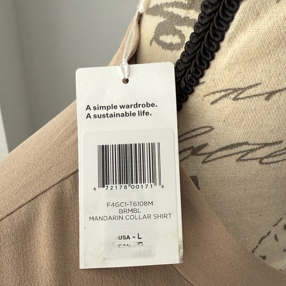 Eileen Fisher - Mandarin Collar Silk Button-Up Shirt - L - Picture 3 of 11
